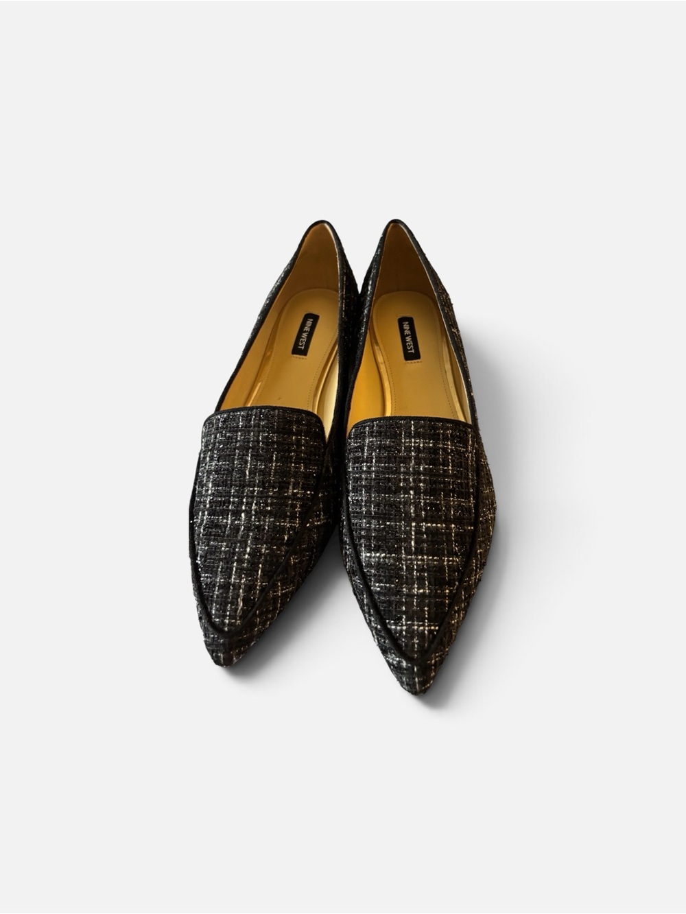 Nine West pointed  Flat Loafers in Black and White tweed